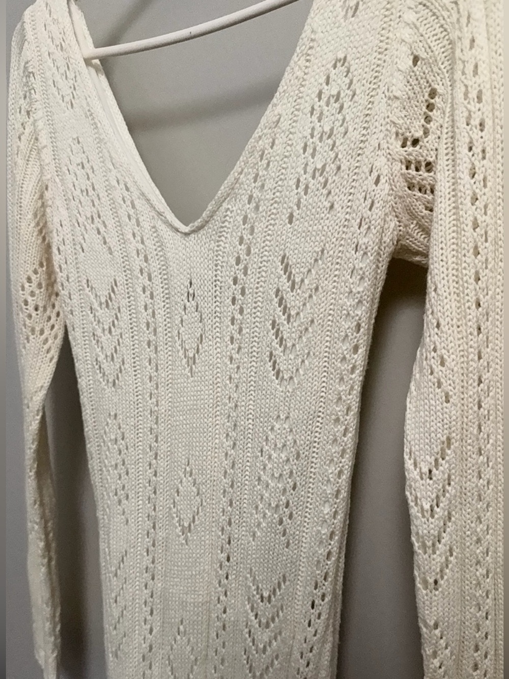 Lulus Pointelle Me A Secret Cream Knit Midi Dress - Picture 4 of 7